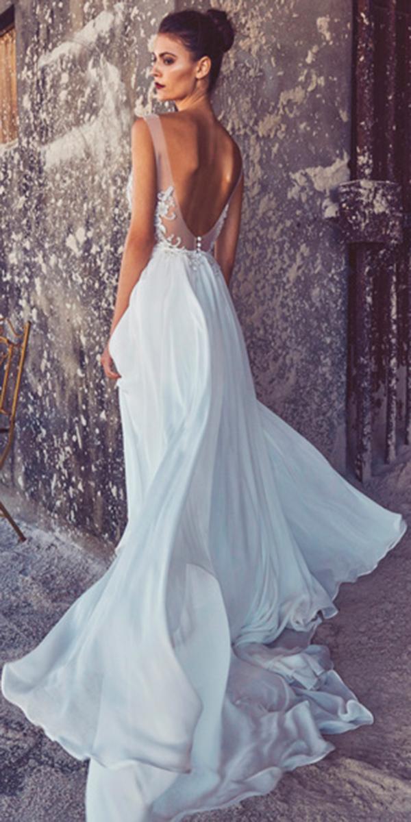 silk wedding dresses sheath floor length with deep backless and lace simple elbeth gillis