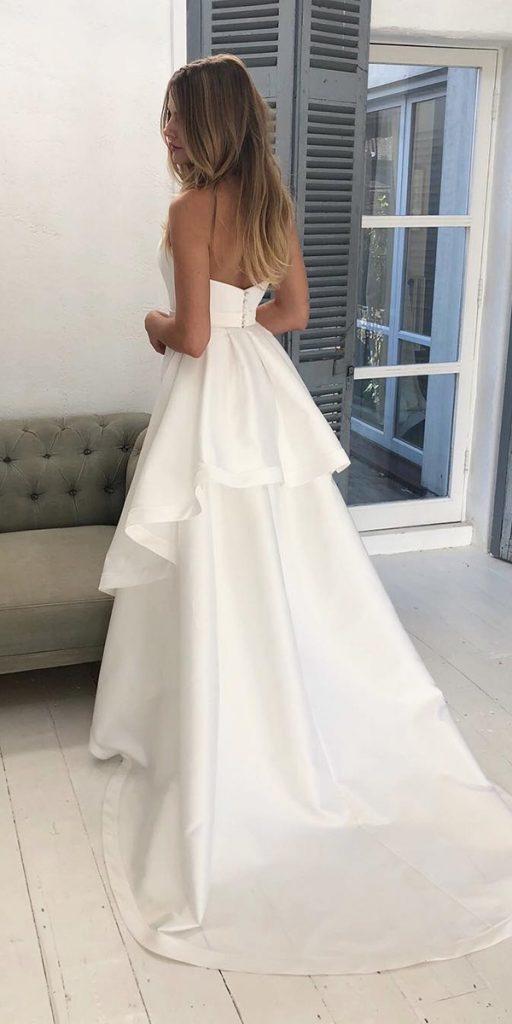  silk wedding dresses simple low back ruffled skirt suzanneneville