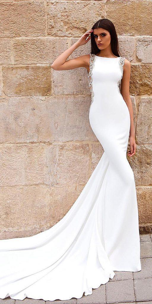 trumpet wedding dresses beaded simple elegance with train crystal design