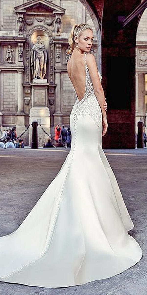 trumpet wedding dresses spaghetti straps sexy lace embroidered eddyk bridal