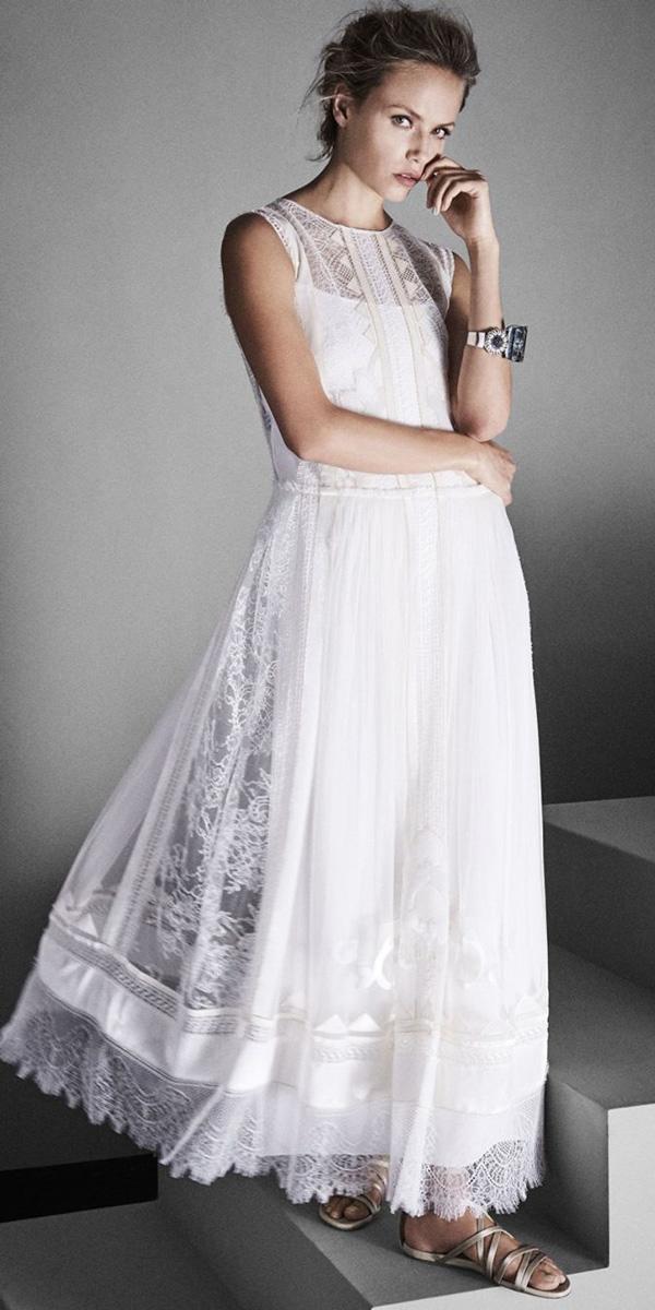 vintage wedding dresses tea length lace bateau neckline alberta ferretti