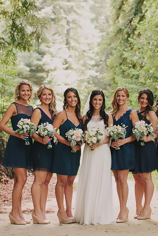 dark short v neckline sleeveless teal bridesmaid dresses jake and necia