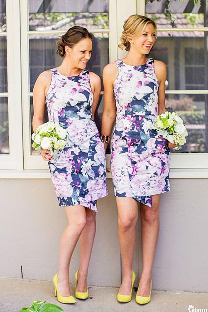 floral bridesmaid dresses jewel neckline short gemma clarke