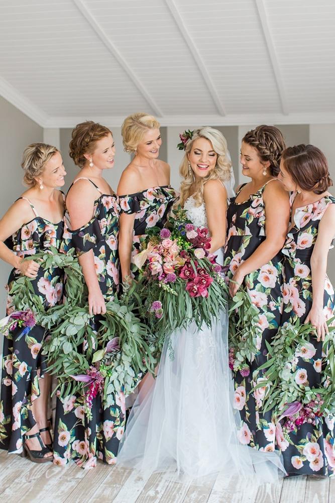 floral bridesmaid dresses long black for summer grace studios