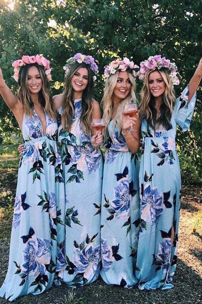 lilac floral bridesmaid dress