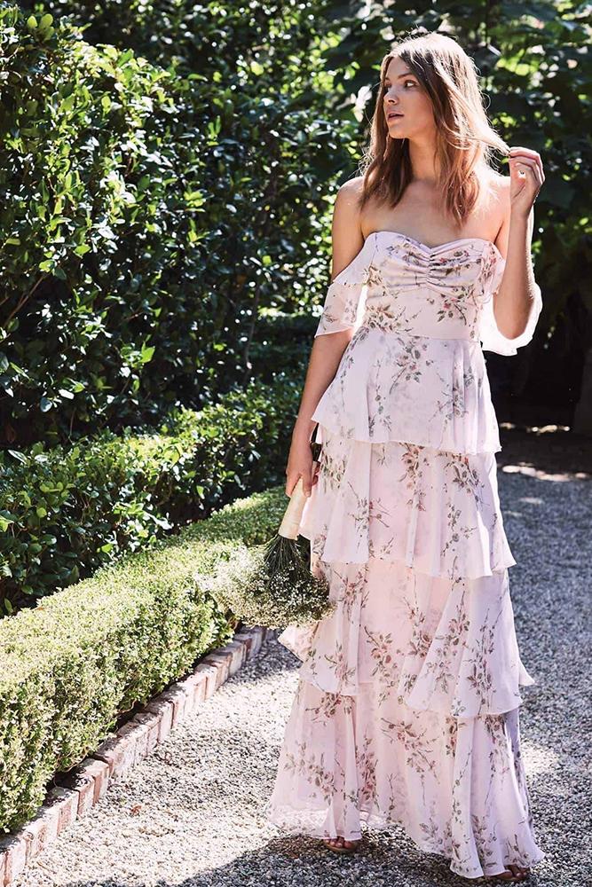 floral bridesmaid dresses long strapless sweethearrt neckline