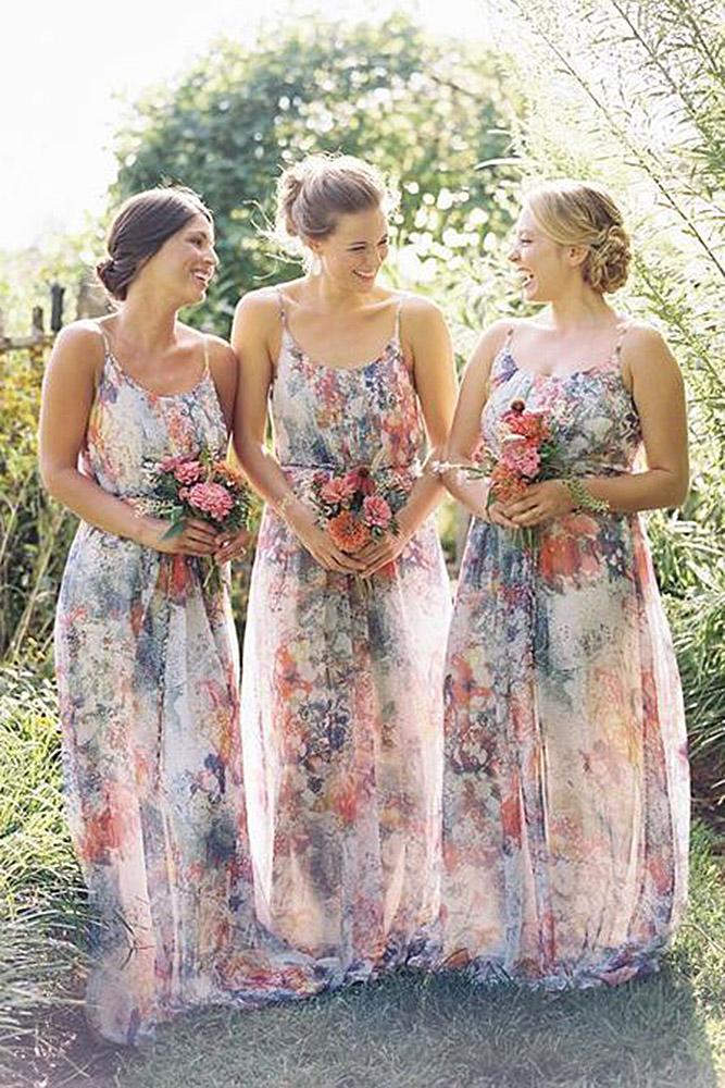 floral bridesmaid dresses sheath spaghetti straps watercolor charlie jade
