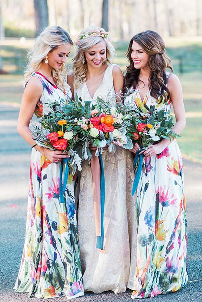 short floral bridesmaid dresses