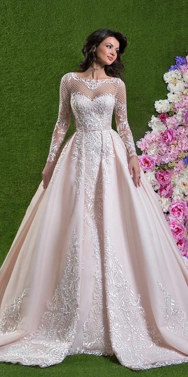 lace ball gown wedding dresses with long sleeves sweetheart sexy amelia sposa