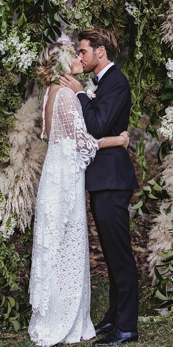 lace boho wedding dresses low back with sleeves vintage grace loves lace