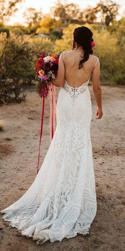 lace boho dresses mermaid with spaghetti straps low back for beach lace allure bridals