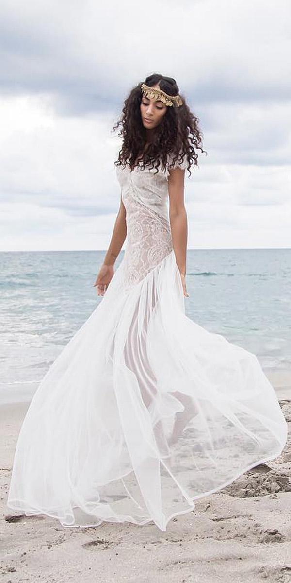 lace boho wedding dresses sheath tulle skirt vintage island tribe