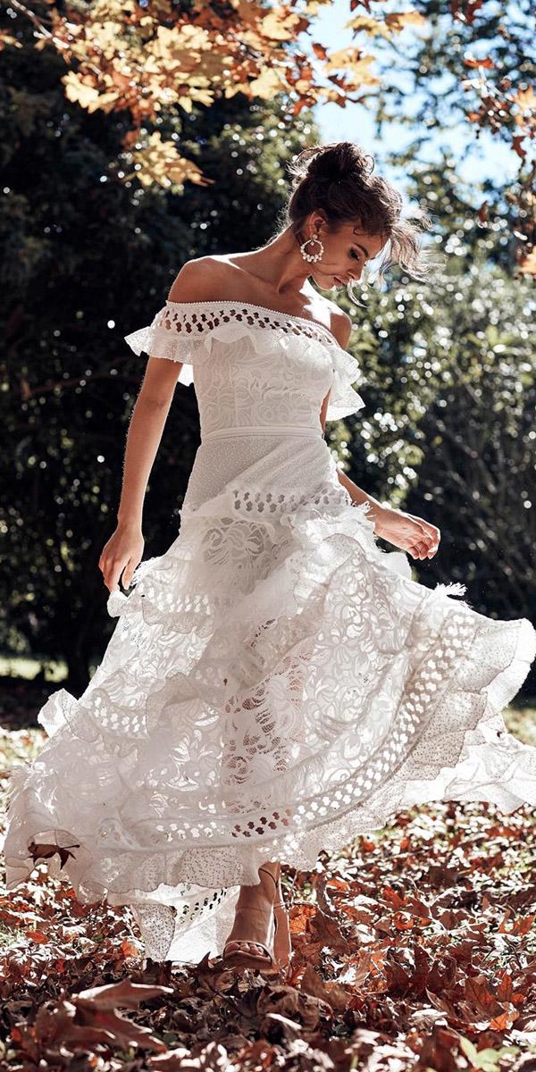 lace boho wedding dresses straight neckline outdoor grace love lace
