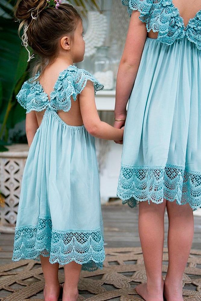 lace flower girl dresses blue x cross back forever bliss