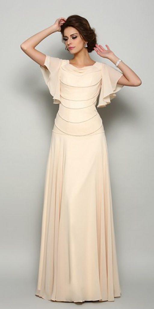 long mother of the bride dresses sheath with cap sleeves ruffled top jasmine bridal