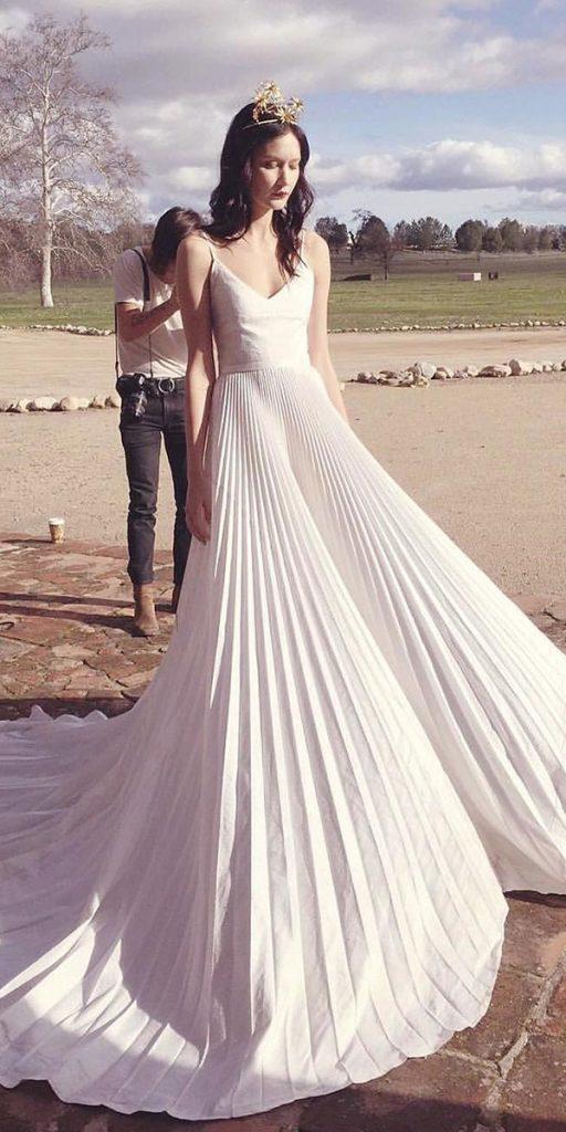  modern wedding dresses a line with spaghetti straps simple odylynethe ceremony