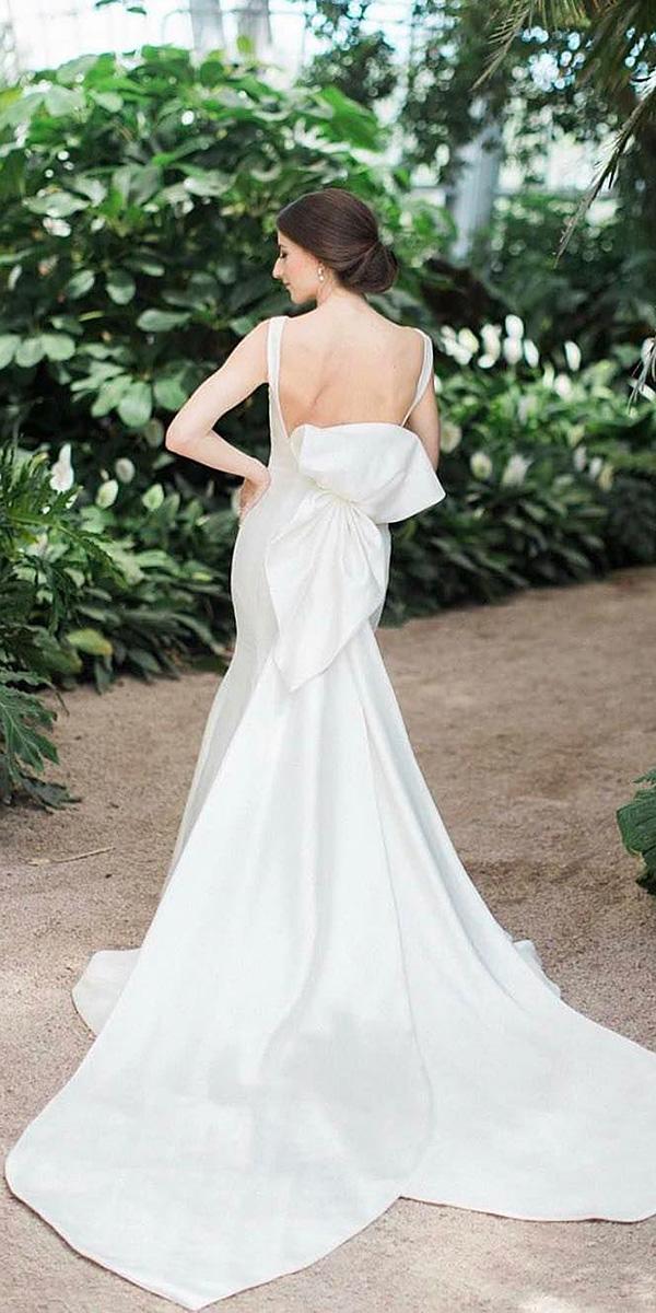 modern wedding dresses bare back with bow simple minimalist sareh nouri