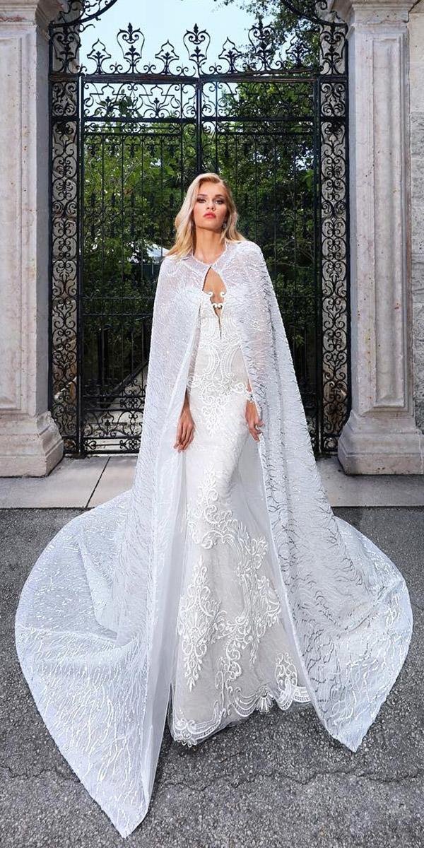 modern wedding dresses sheath sweetheart with cape full lace ashley justin bride