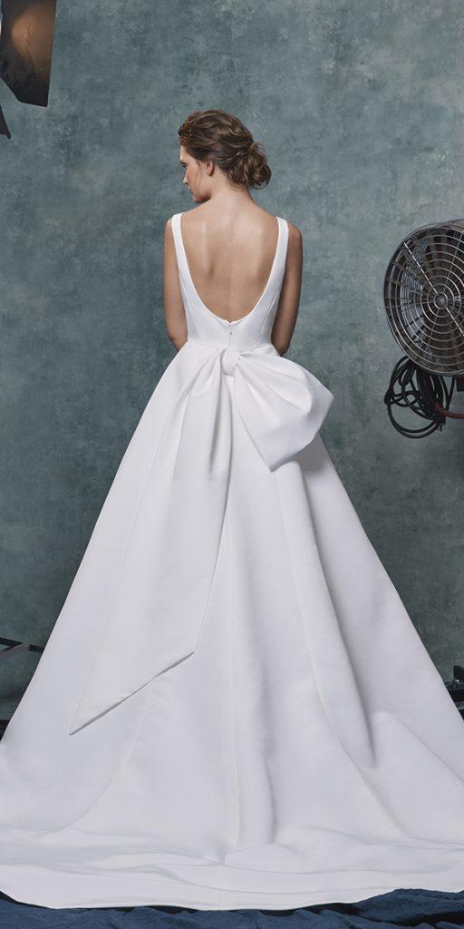 modern wedding dresses simple a line low back with bow sareh nouri