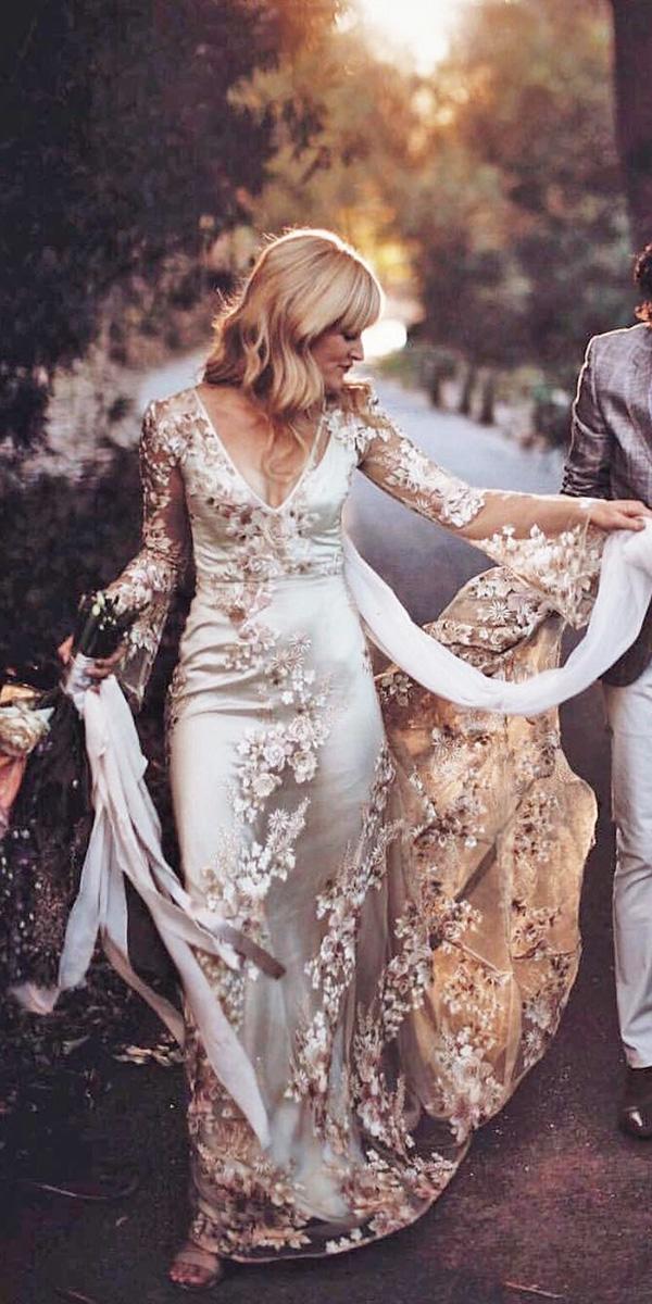  modern wedding dresses with long sleeves floral embellishment unique odylyne the ceremony