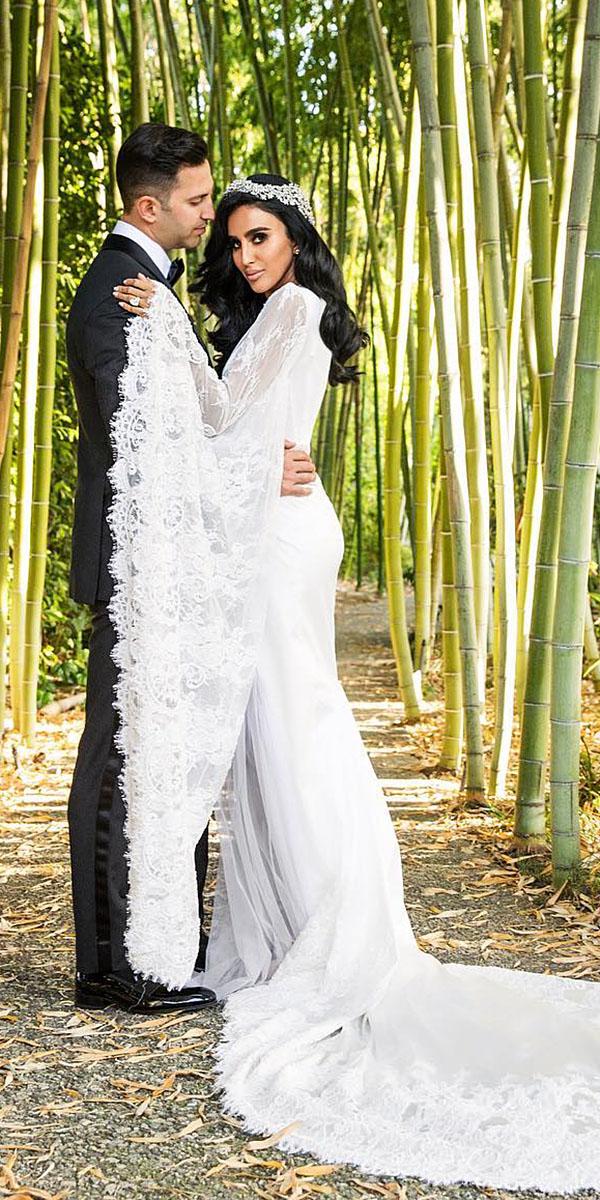 modest wedding dresses with sleeves lace embellishment with train boho duke images