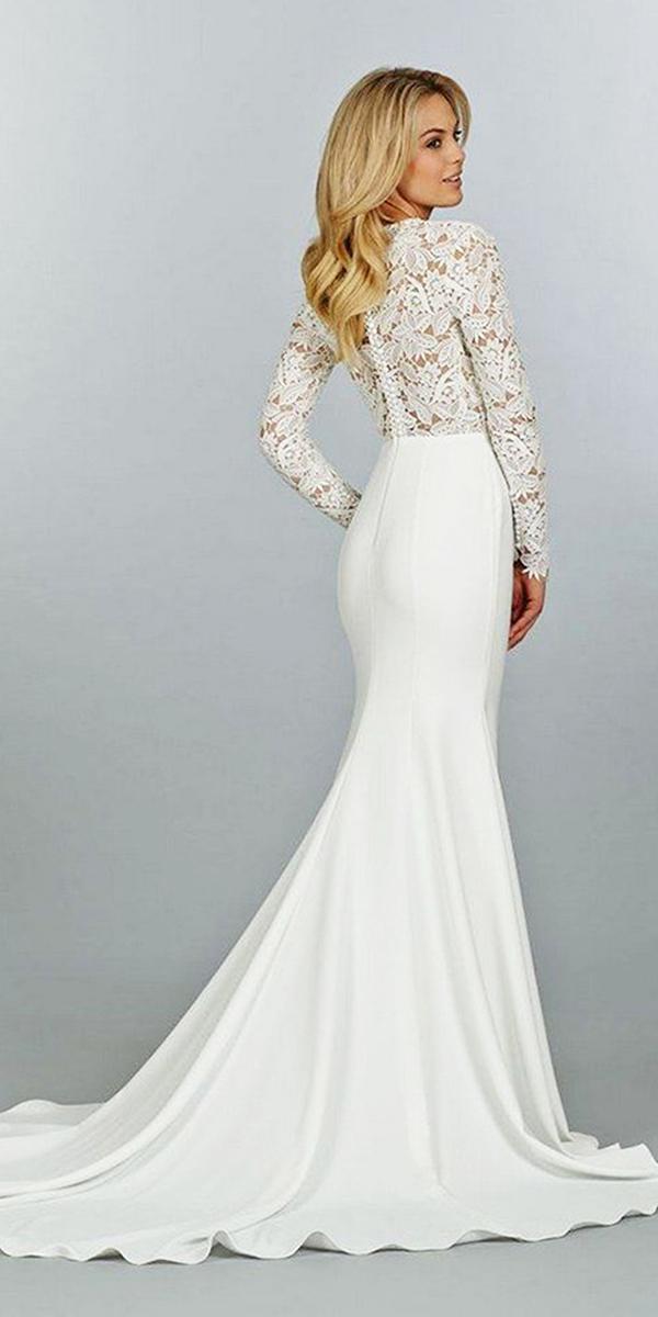 modest wedding dresses with sleeves mermaid lace top satin skirt confetti day dreams
