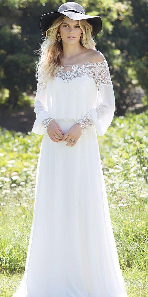 modest wedding dresses with sleeves sheath boho lace lillia nwest