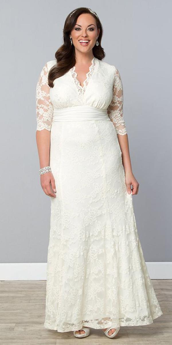modest wedding dresses with sleeves three quote sheath plus size kiyonna