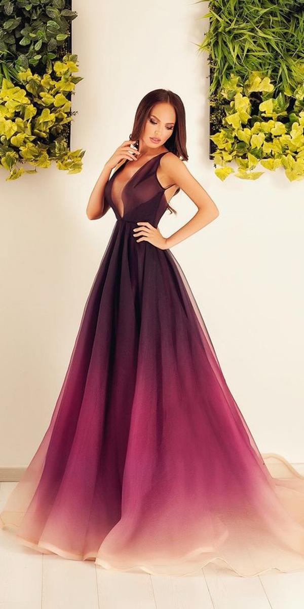 purple wedding dresses a line deep v neckline ombre ana radu