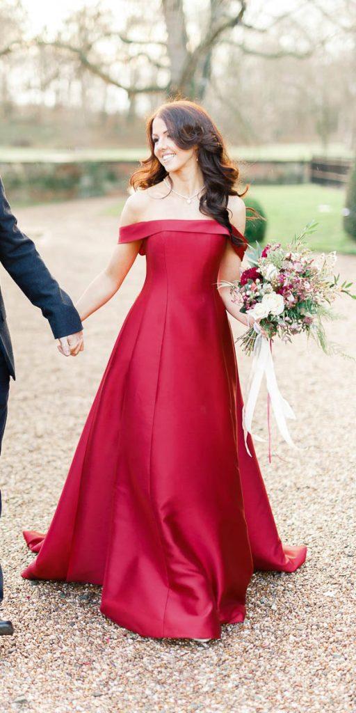 simple red wedding dresses