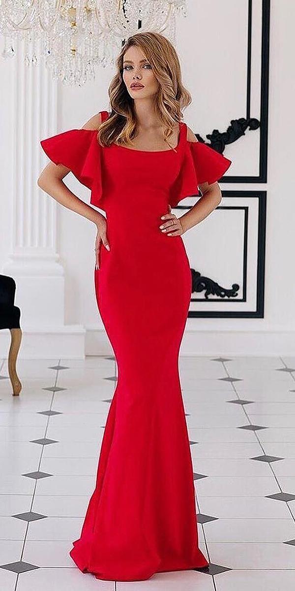 red wedding dresses mermaid square with cap sleeves simple tarik ediz