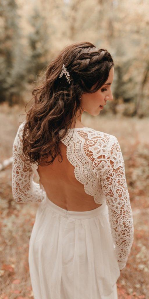 wedding dresses with lace sleeves a line open back j vigil photography
