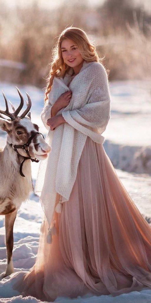  winter wedding dresses a line blush with coat staskhachatryan