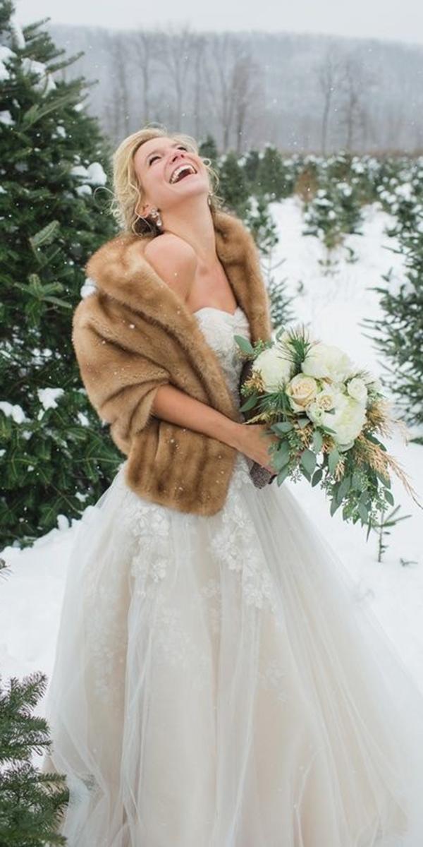 winter wedding dresses a line strapless with fur elizabet hanne designs