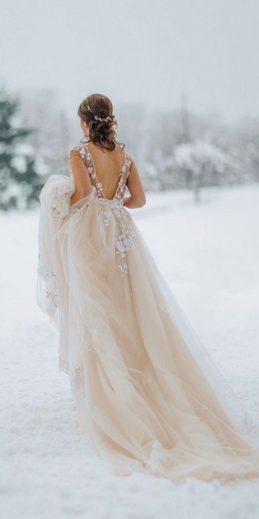 winter wedding dresses a line v back with cap sleeves blush ana gregoric
