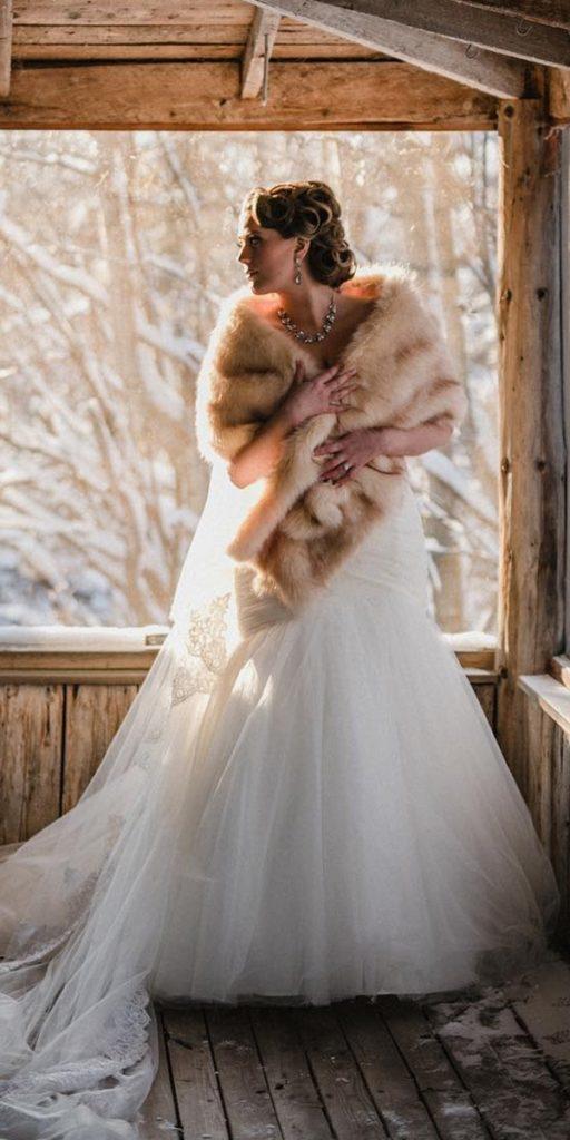 winter wedding dresses mermaid with fur nicole ashley