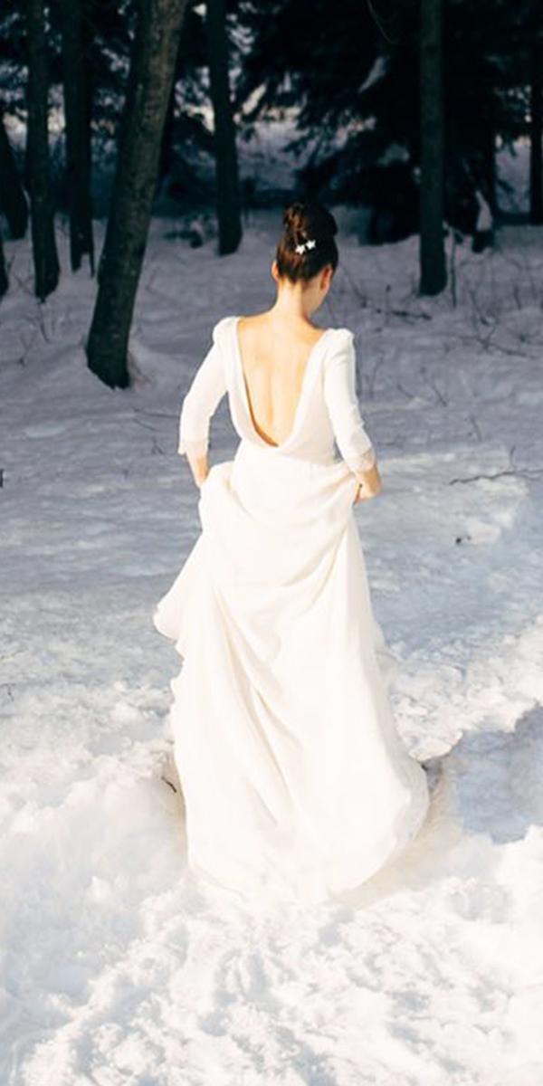 winter wedding dresses v back with sleeves elegant simple marie laporte