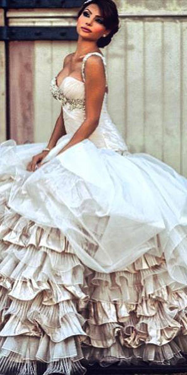 azzaria wedding dresses ball gown with spaghwtti straps ruffled skirt