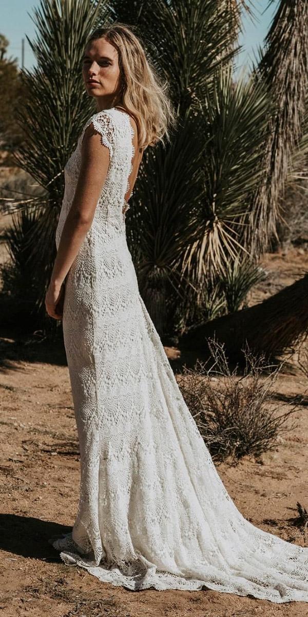 beach destination wedding dresses sheath with cap sleeves boho v back lace daughters of simone