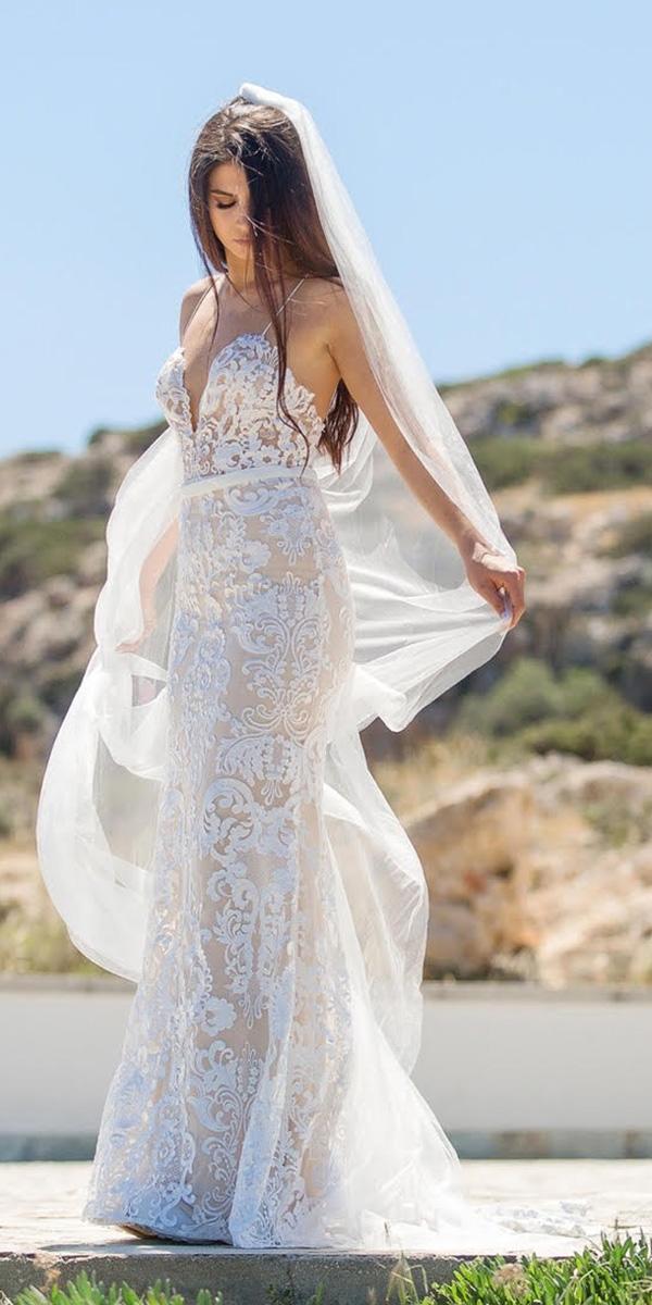 beach destination wedding dresses with spagheti straps lace goddess by nature