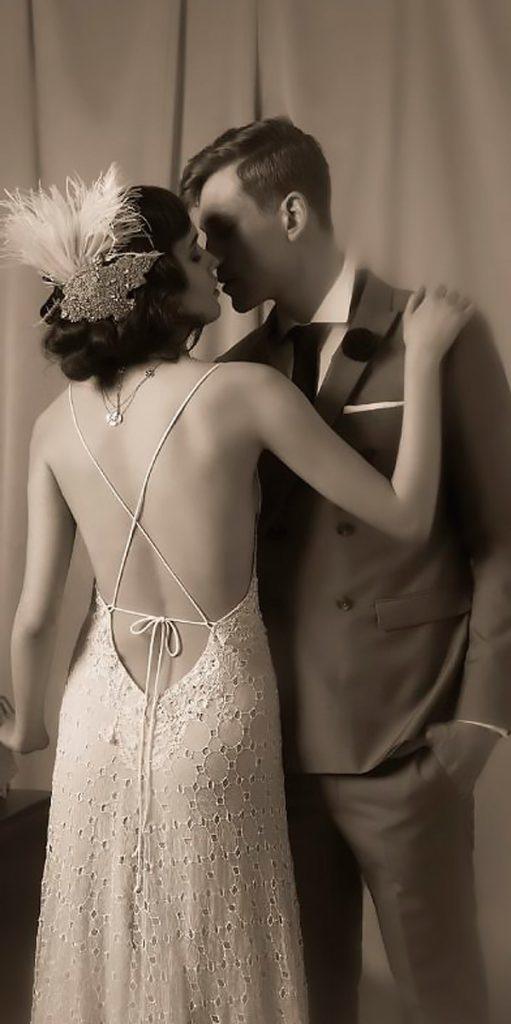 boho vintage wedding dresses lace low open x cross back hila gaon 4