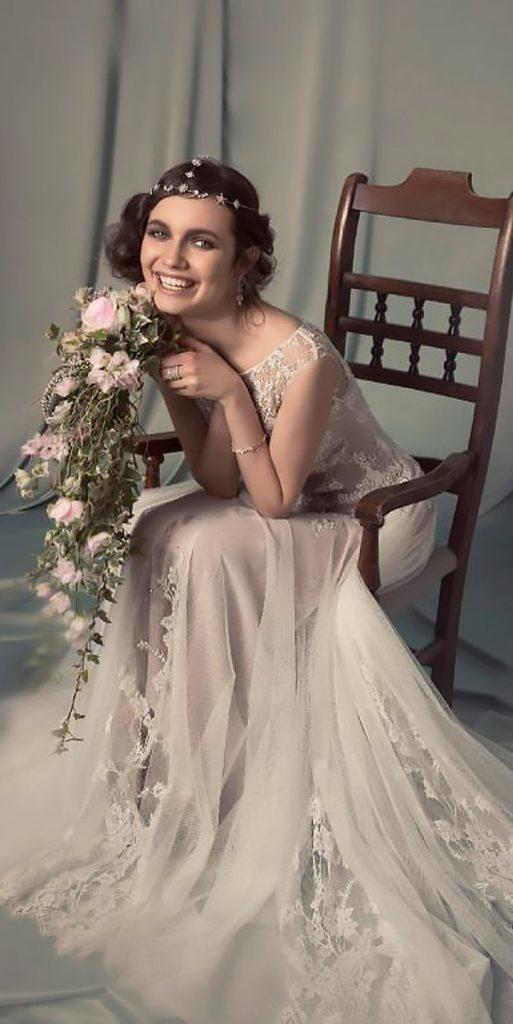 boho vintage wedding dresses lace sleeveless straight hila gaon 30
