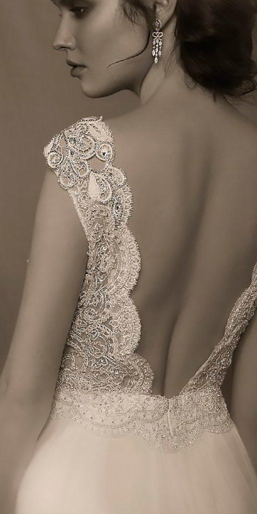 boho vintage wedding dresses low back lace cap sleeves hila gaon 6