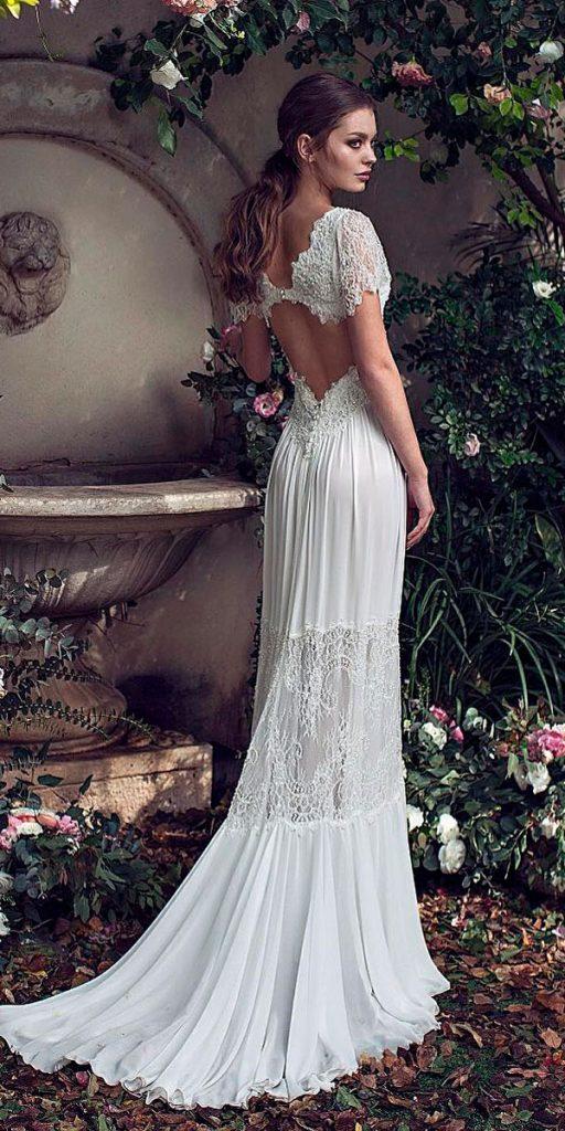 boho wedding dresses with sleeves lace sheath open back asaf dadush