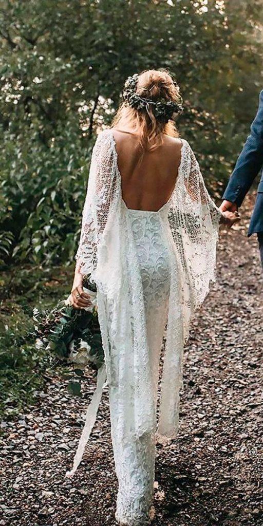 Open back boho wedding dress sale