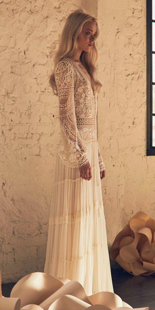 boho wedding dresses with sleeves stunning lace straight inbal raviv