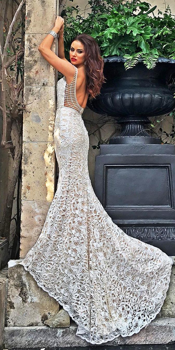 cristiano lucci bridal low back with train vintage unique lace wedding dresses