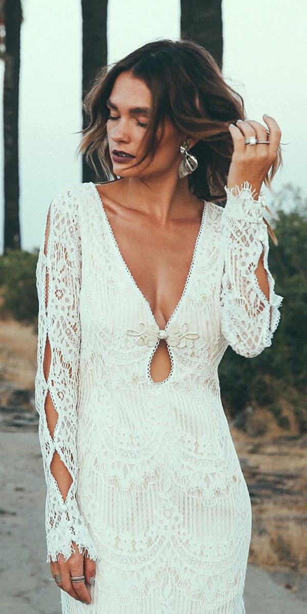 daughters of simone bohemian wedding gowns v neckline crochet lace