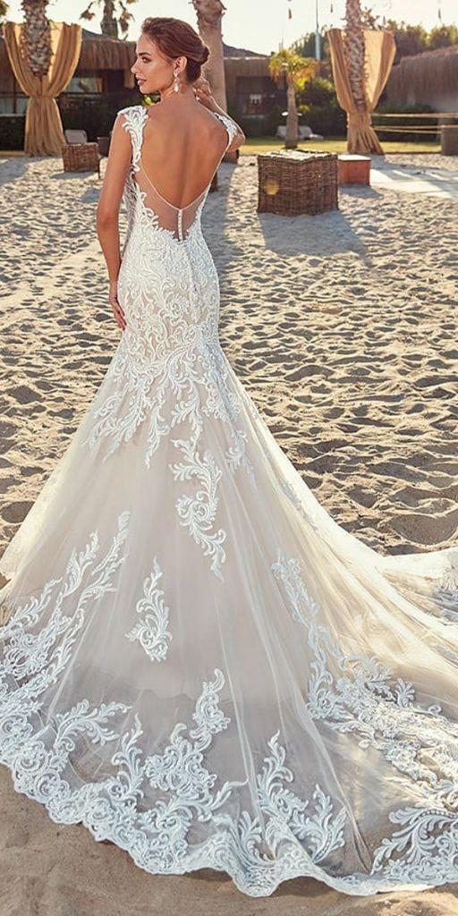  fantasy wedding dresses mermaid open back with train lace eddyk