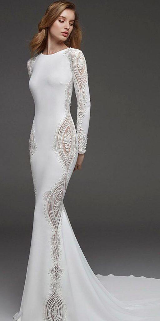  fantasy wedding dresses sheath with long sleeves simple pronovias